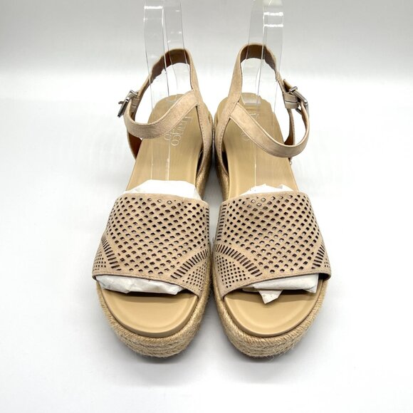 Franco Sarto 10M Tennia Beige Suede Leather Platform Espadrilles Sandals‎ Shoes - Picture 2 of 15